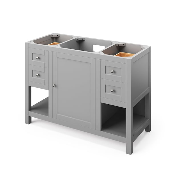 Jeffrey Alexander 48" Grey Astoria Vanity, Black Granite Vanity Top, undermount rectangle bowl VKITAST48GRBGR - main